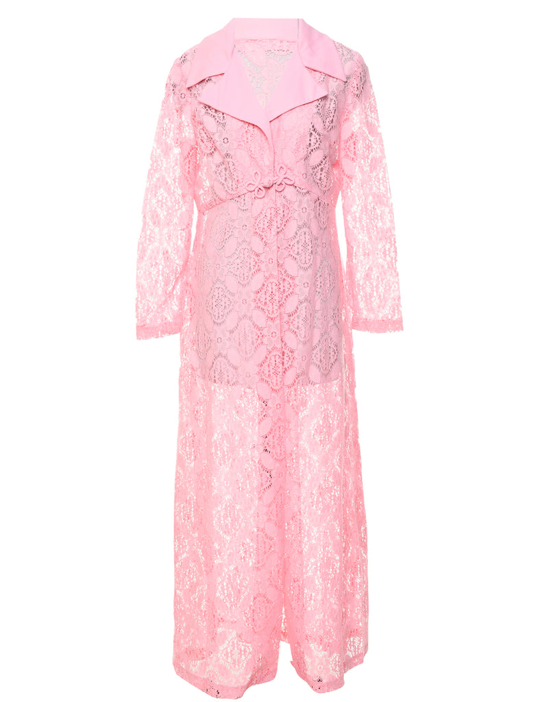 1970s Pale Pink Maxi Dress - L