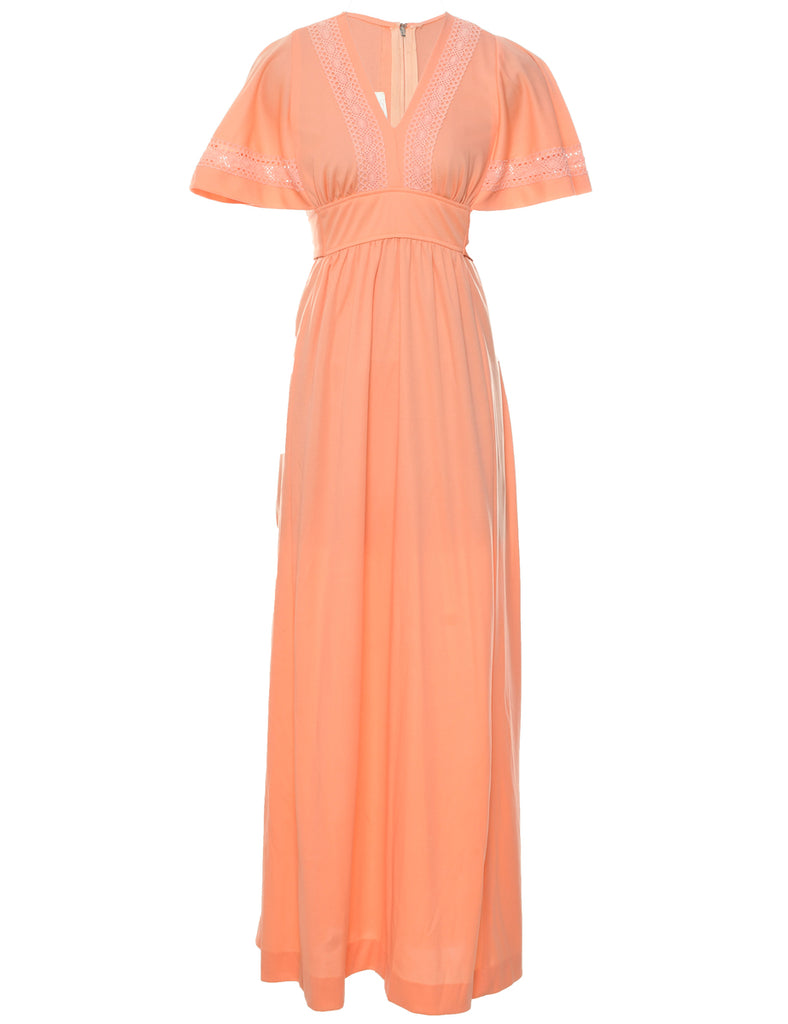 1970s Peach Maxi Dress - XS