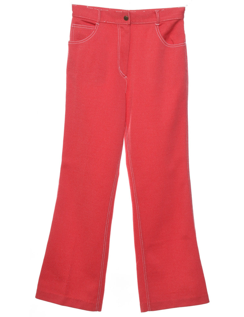 1970s Red Flared Leg Trousers - W28 L28