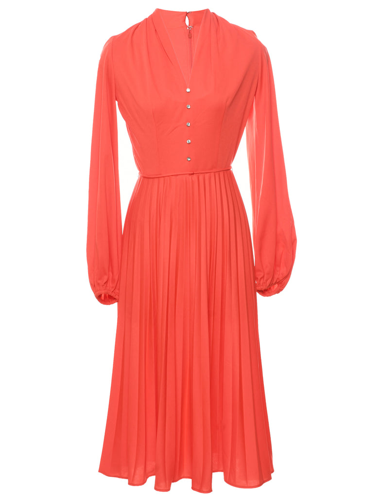 1970s Salmon Pink Maxi Dress - S