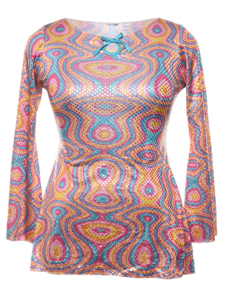 1970s Style Abstract Sequined Top - S