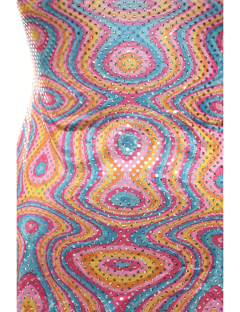 1970s Style Abstract Sequined Top - S