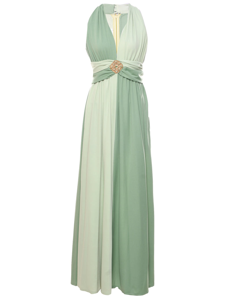 1970s Two Tone Maxi Dress - M