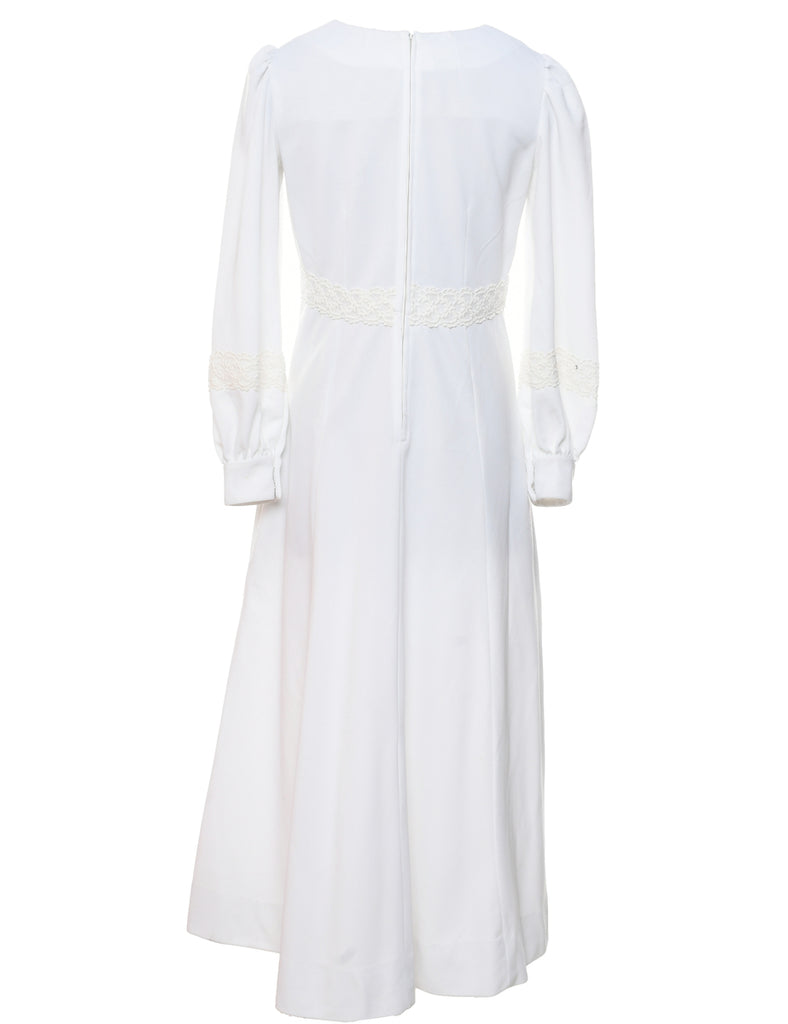 1970s White Maxi Dress - M