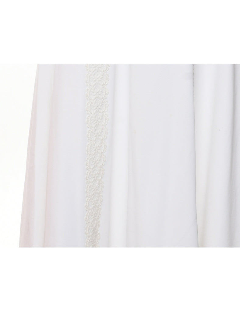 1970s White Maxi Dress - M
