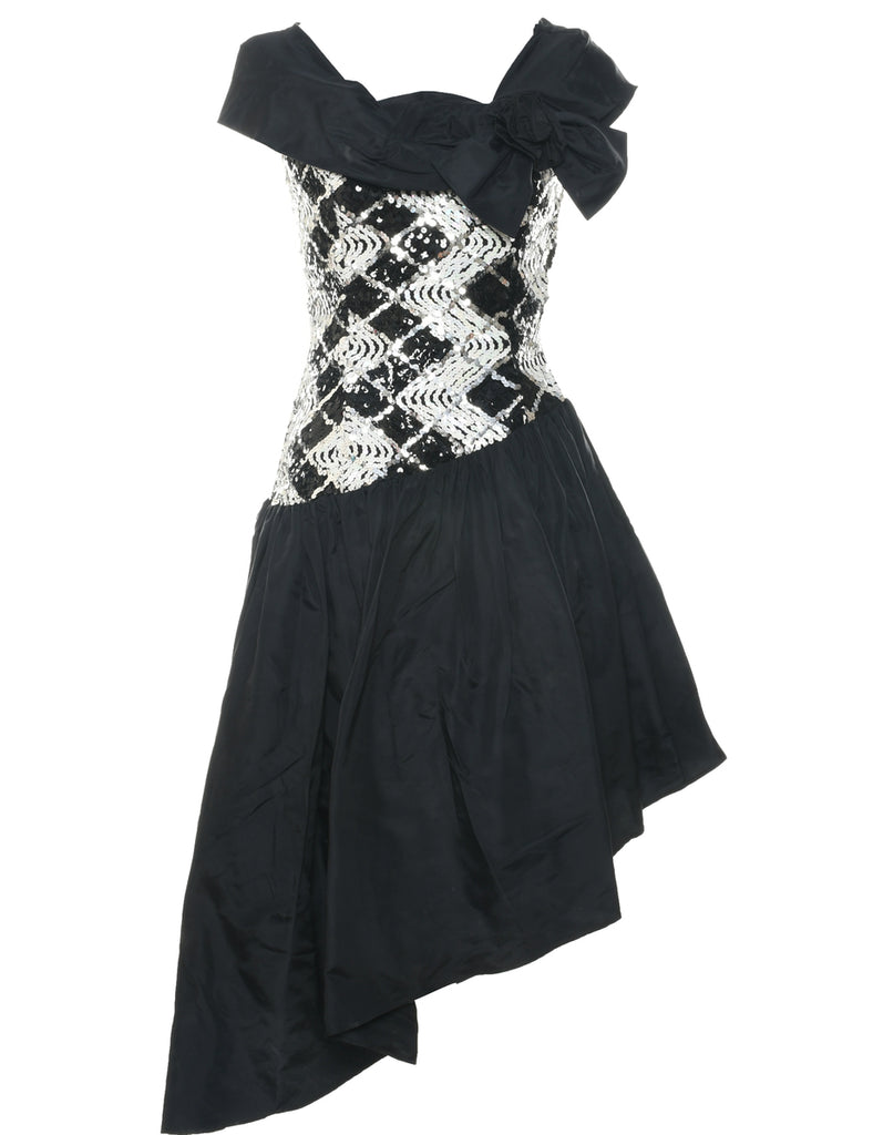 1980s Asymmetric Evening Dress - XS