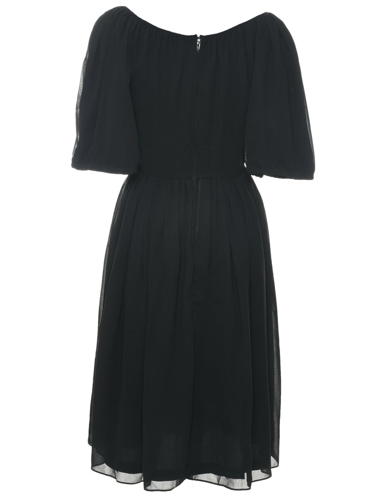 1980s Black Dress - M