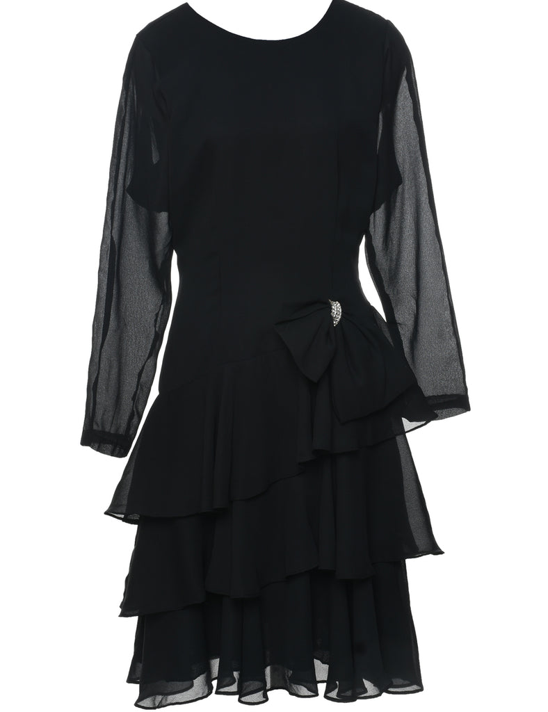 1980s Black Evening Dress - M