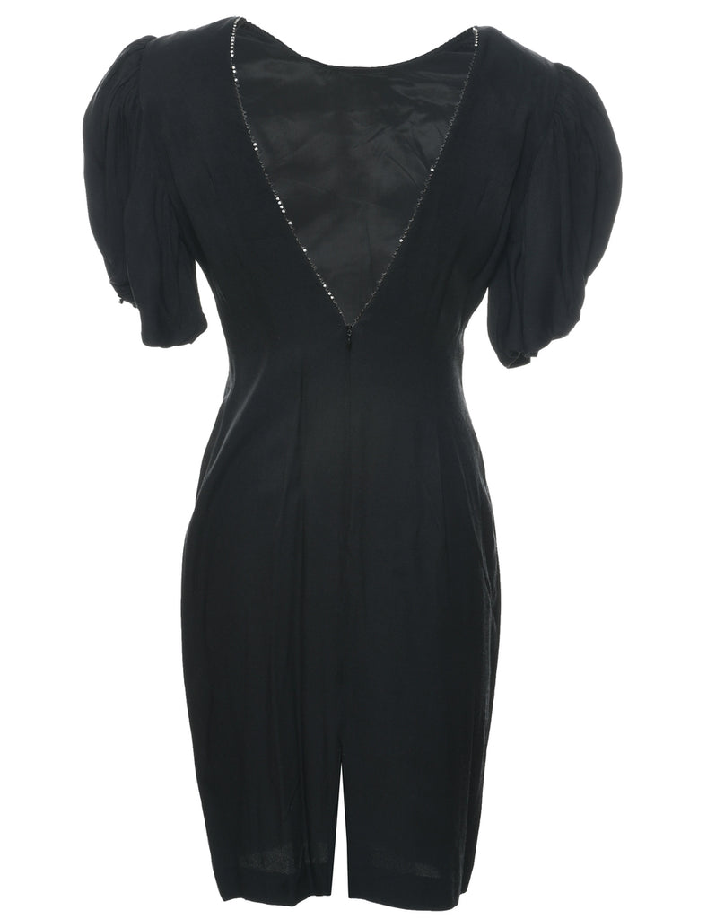 1980s Black Evening Dress - M