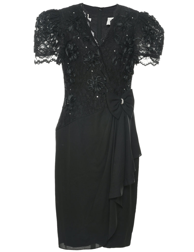 1980s Black Party Dress - M