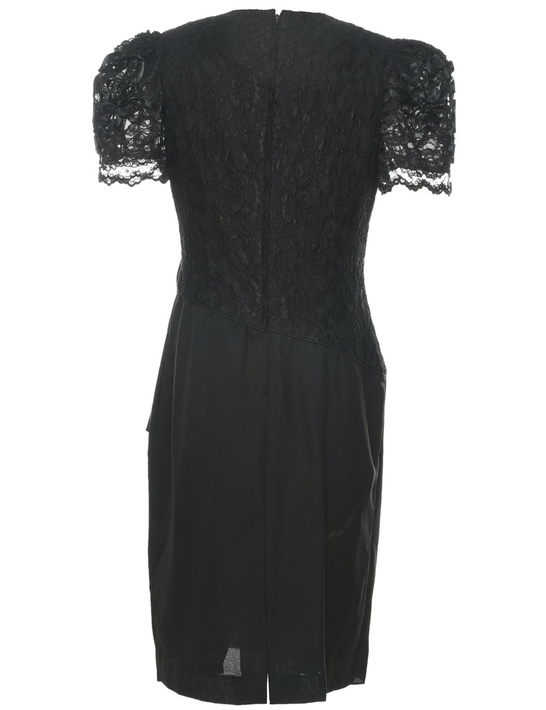 1980s Black Party Dress - M