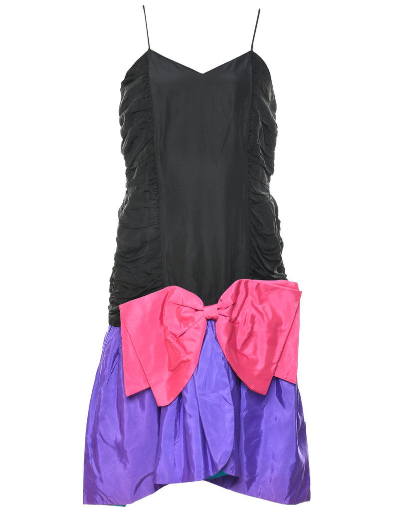 1980s Colour Block Evening Dress - S