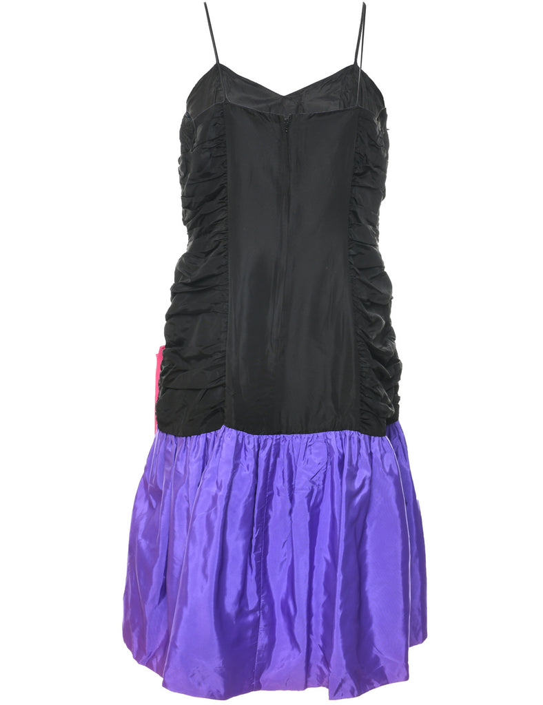 1980s Colour Block Evening Dress - S