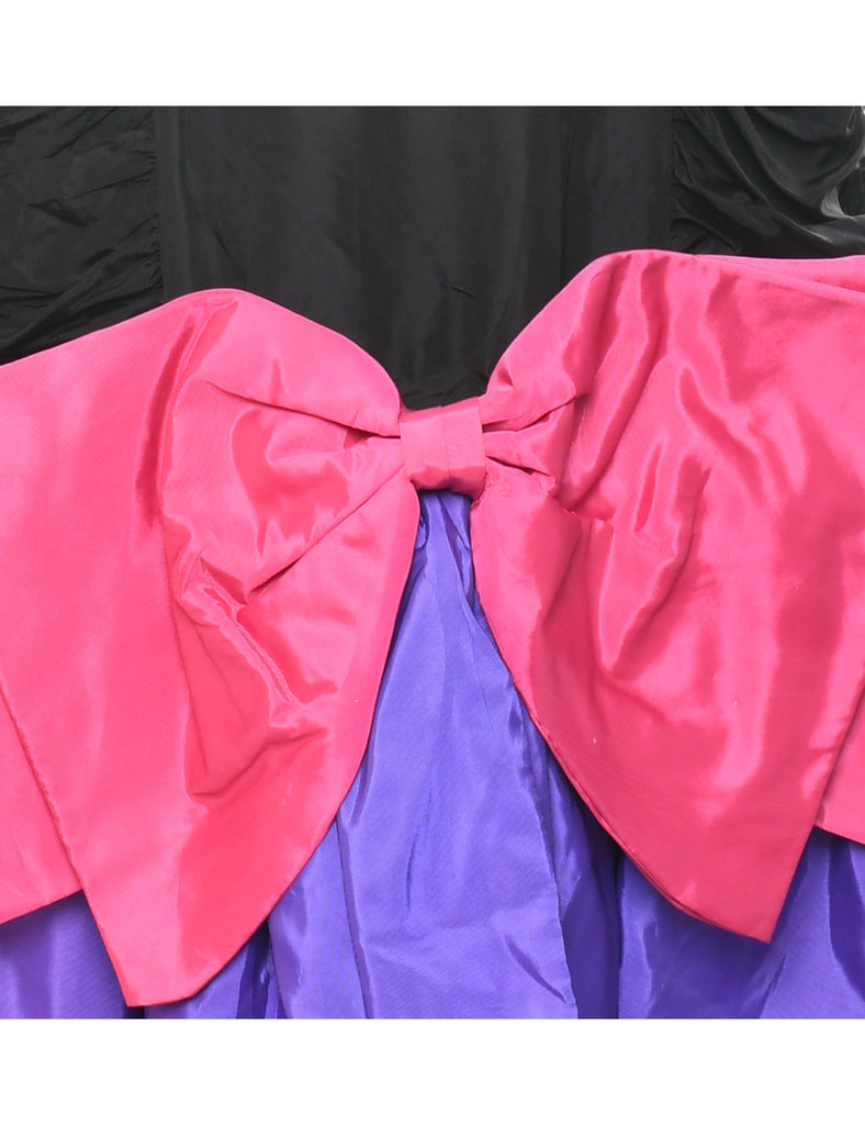 1980s Colour Block Evening Dress - S