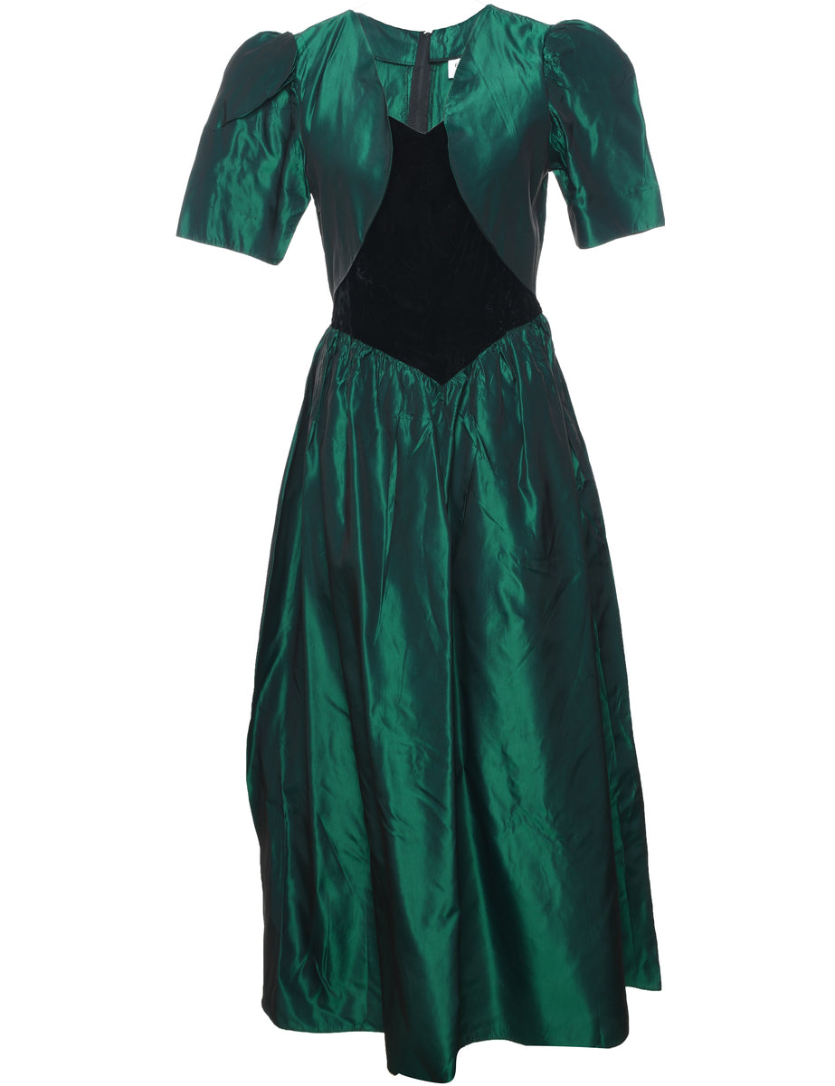 Women's 1980s Dark Green Evening Dress Green, S | Beyond Retro Women's 1980s Dark Green Evening Dress Green, S | Beyond Retro