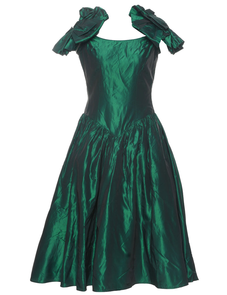1980s Dark Green Evening Dress - S