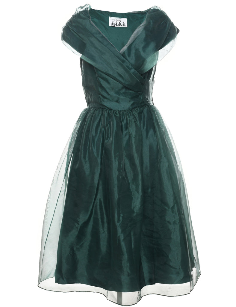 1980s Dark Green Evening Dress - M