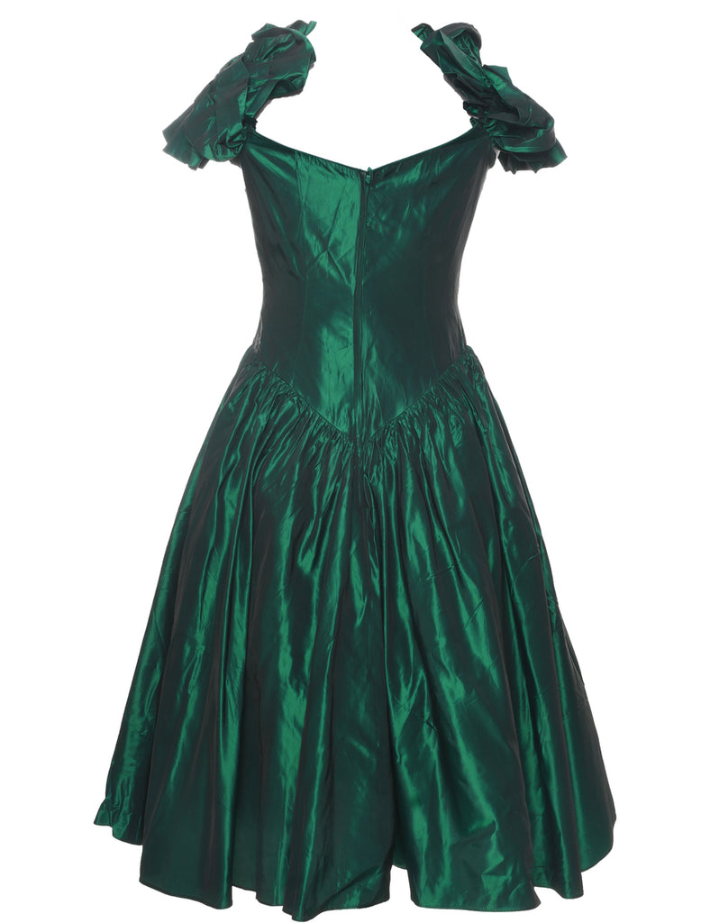 1980s Dark Green Evening Dress - S
