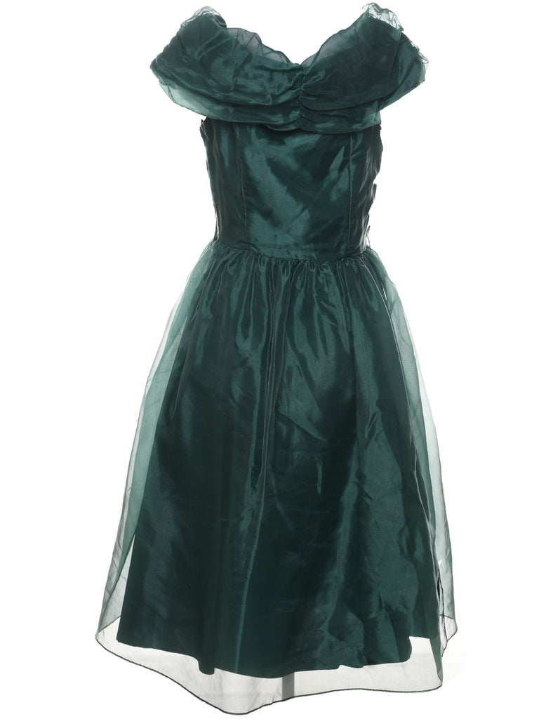 1980s Dark Green Evening Dress - M