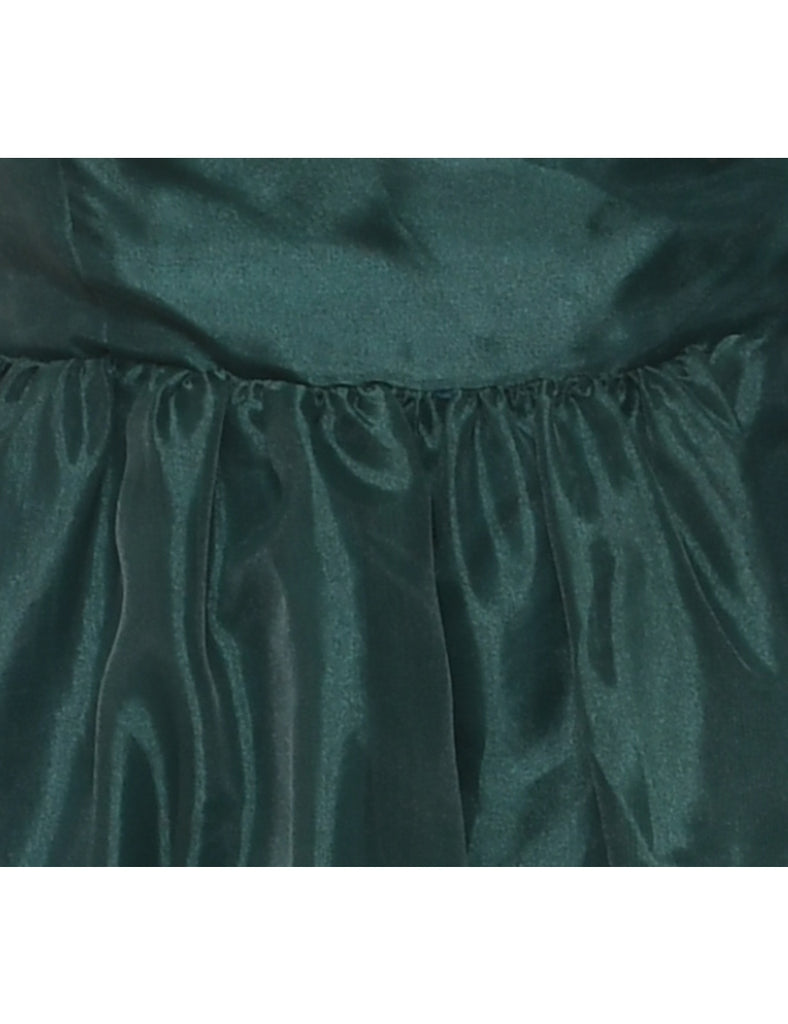 1980s Dark Green Evening Dress - M