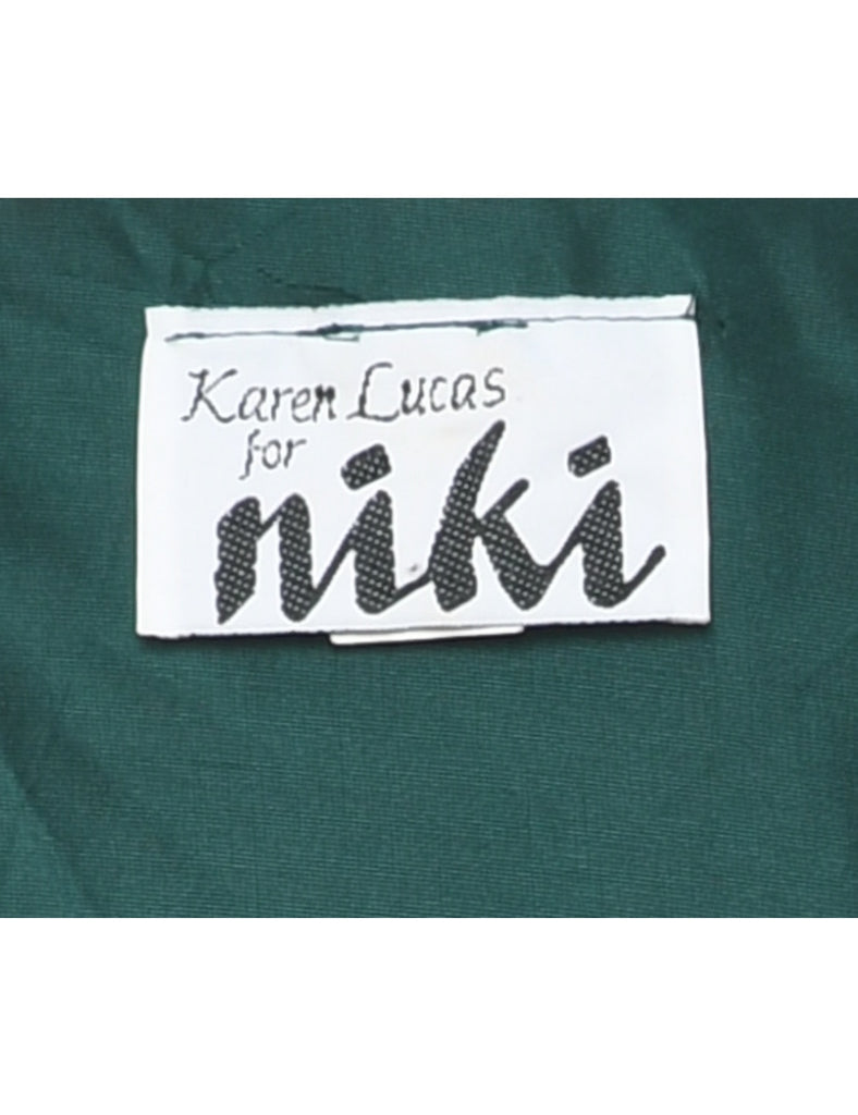 1980s Dark Green Evening Dress - M