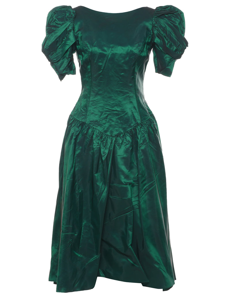 1980s Dark Green Party Dress - XS
