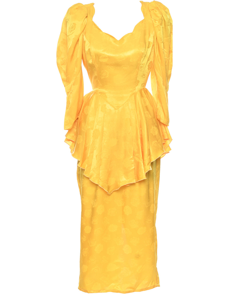 1980s Floral Pattern Dress - M
