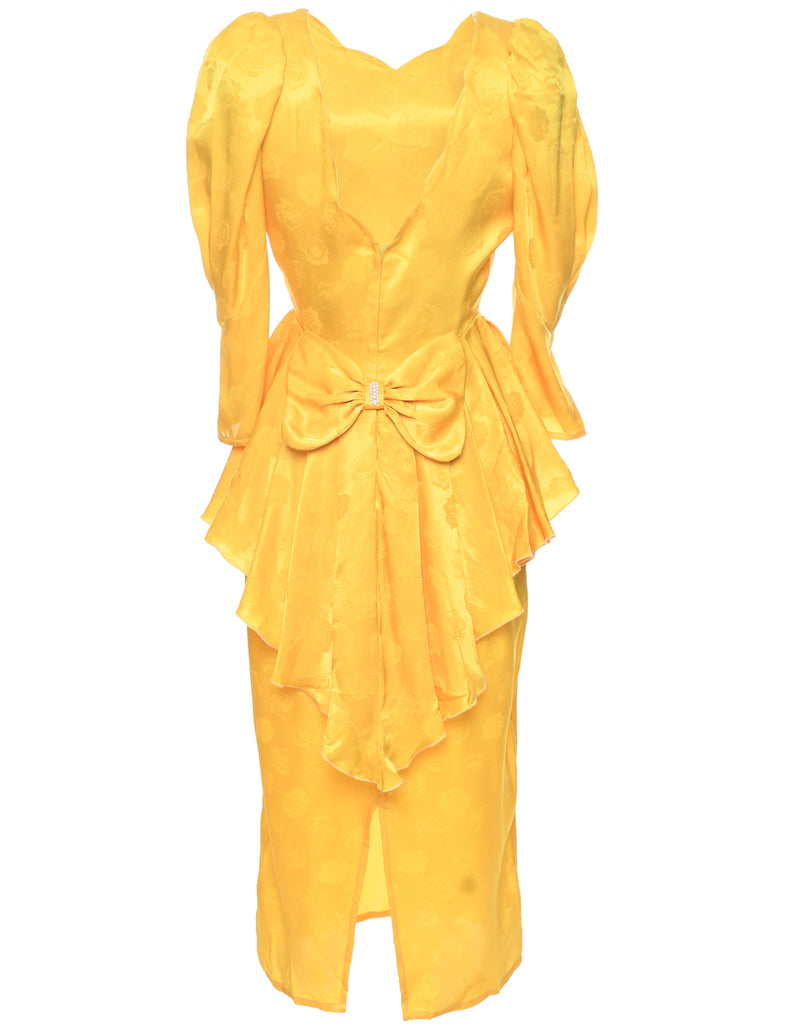 1980s Floral Pattern Dress - M