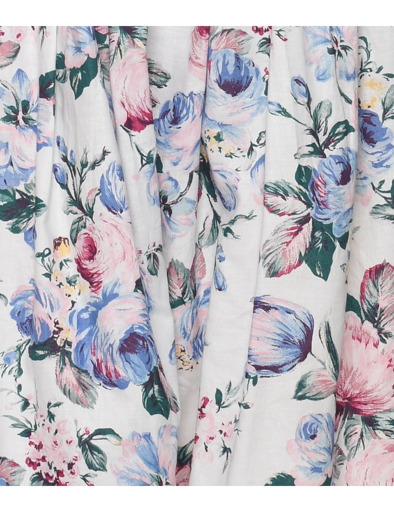 1980s Floral Print Evening Dress - S