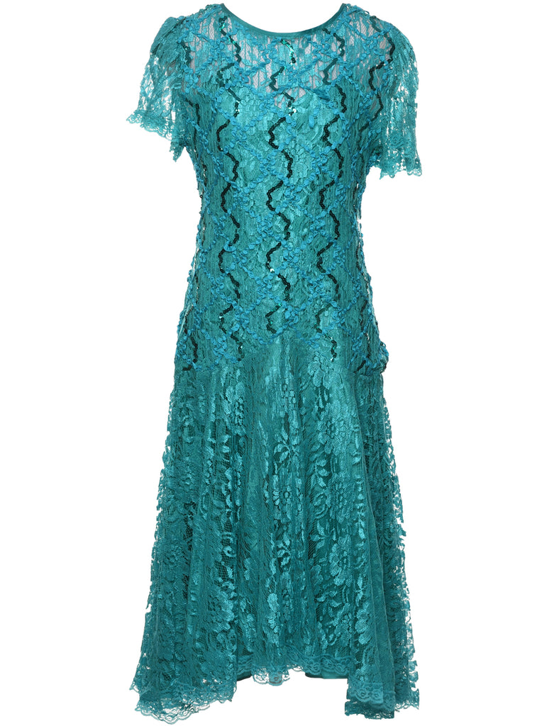 1980s Lace Evening Dress - M