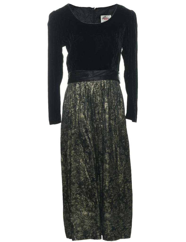 1980s Lurex Thread Pattern Evening Dress - S