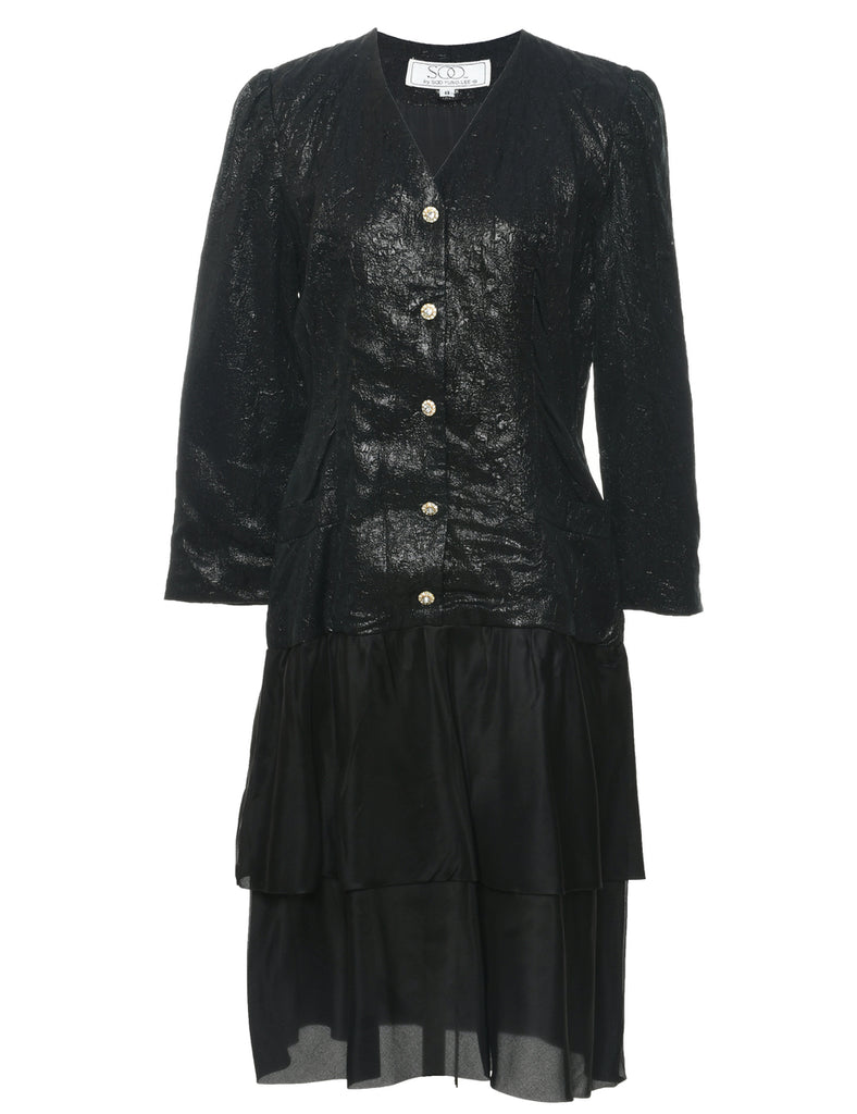1980s Lurex Thread Pattern Evening Dress - M