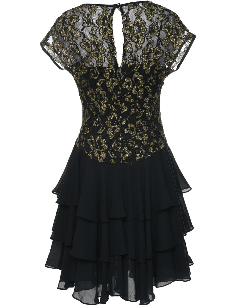 1980s Lurex Thread Pattern Evening Dress - S