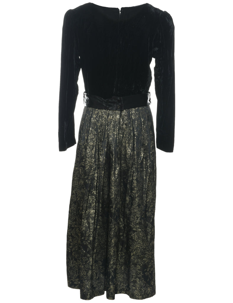 1980s Lurex Thread Pattern Evening Dress - S