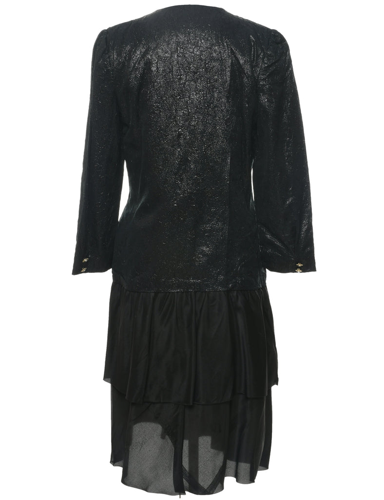 1980s Lurex Thread Pattern Evening Dress - M