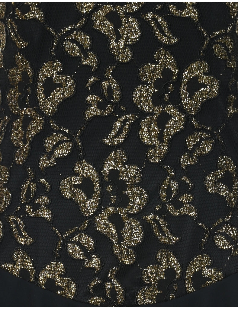 1980s Lurex Thread Pattern Evening Dress - S