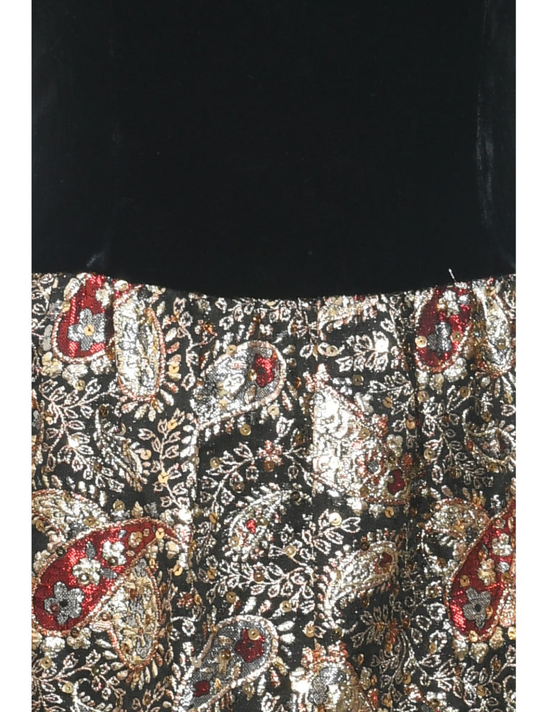 1980s Lurex Thread Pattern Evening Dress - S