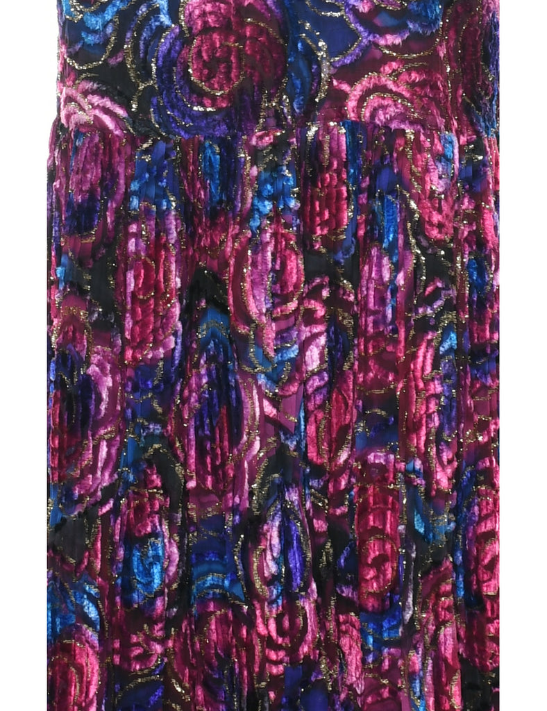 1980s Lurex Thread Pattern Maxi Dress - L