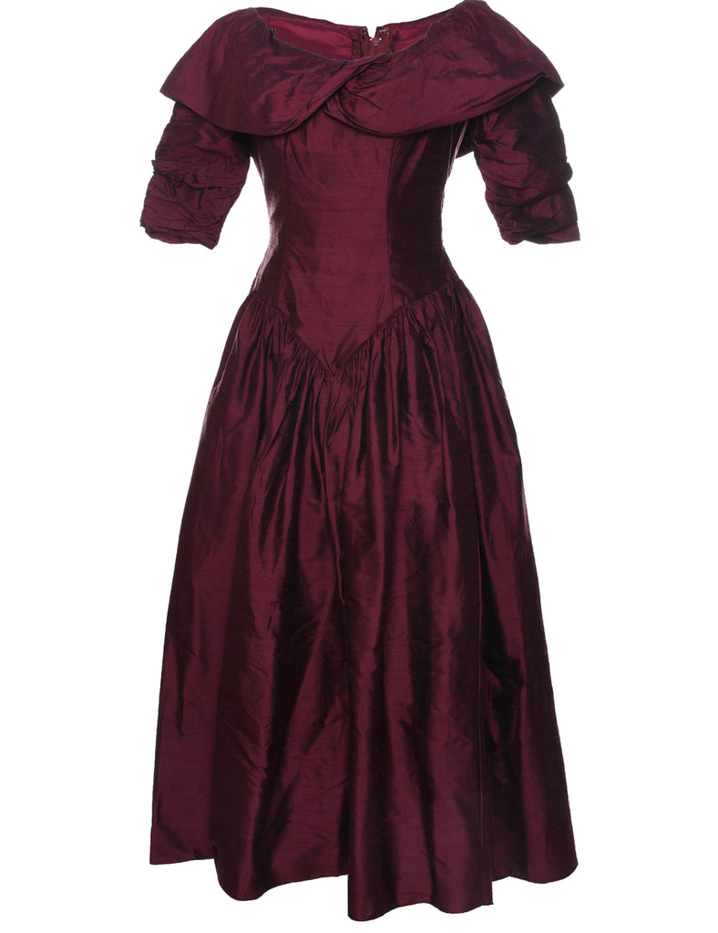 1980s Maroon Evening Dress - M