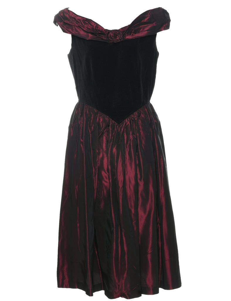 1980s Maroon Evening Dress - M