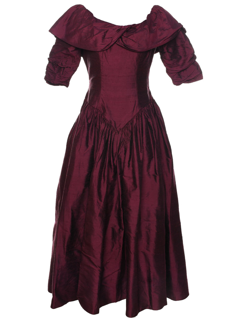 1980s Maroon Evening Dress - M