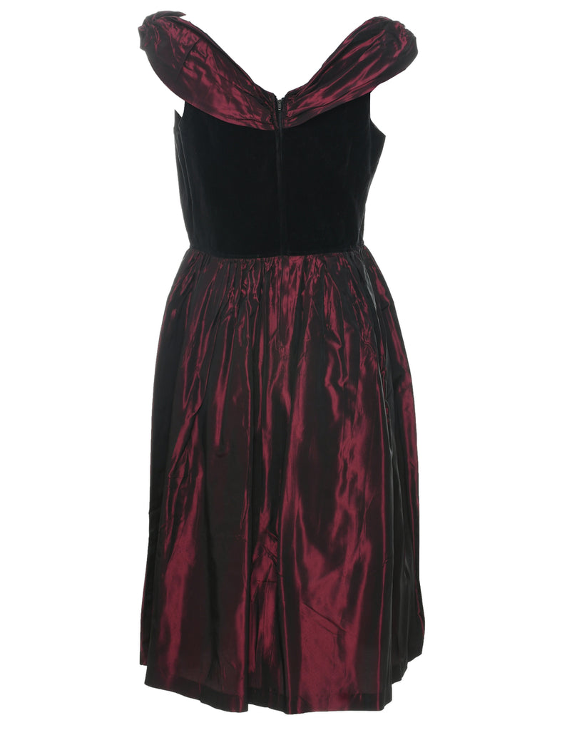 1980s Maroon Evening Dress - M