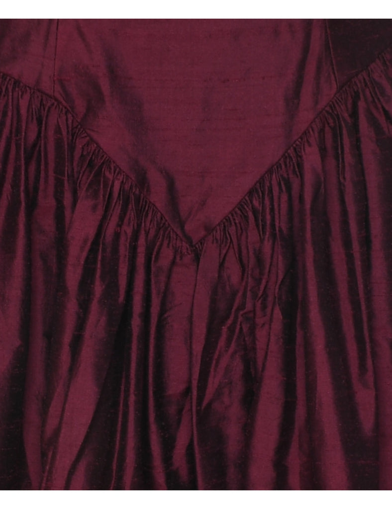 1980s Maroon Evening Dress - M