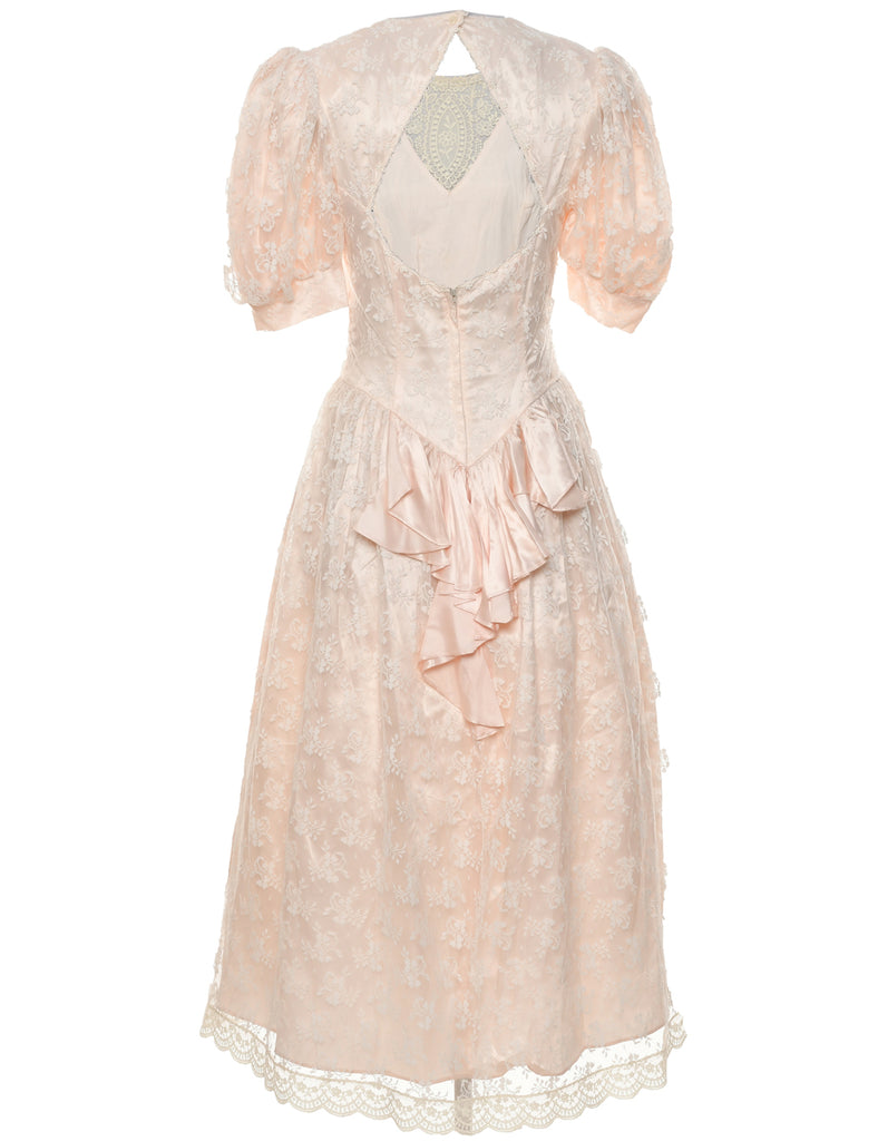 1980s Pale Pink Evening Dress - S