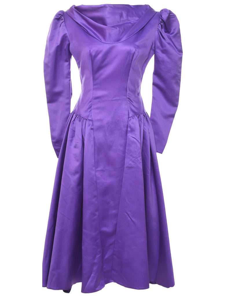 1980s Purple Evening Dress - M
