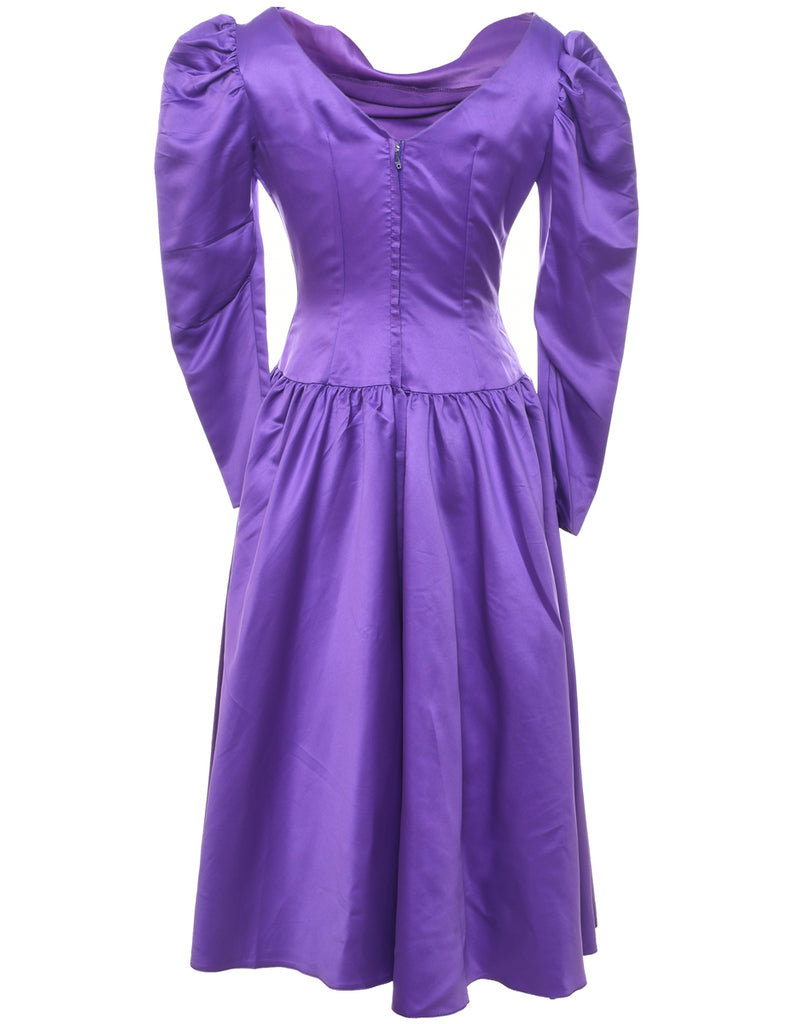 1980s Purple Evening Dress - M