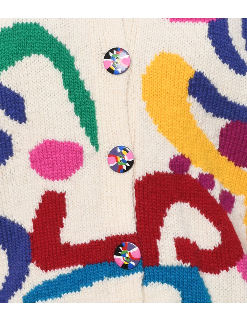 1980s Robyn Malcolm Art Knit Abstract Cardigan - M