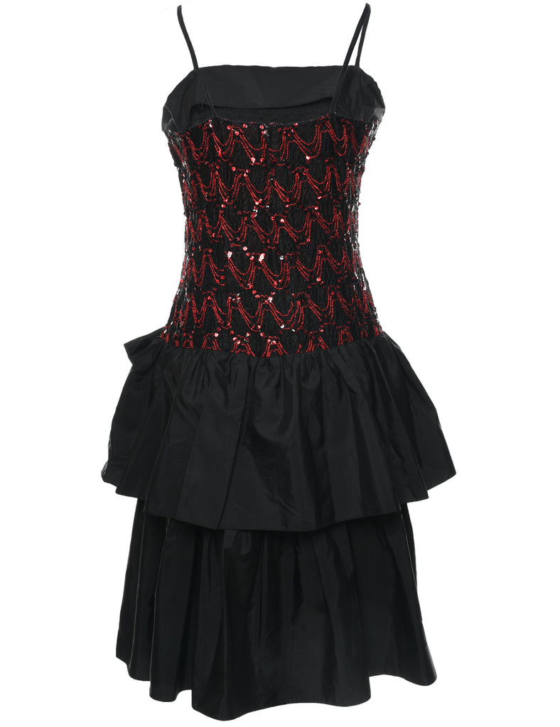 1980s Sequined Evening Dress - M