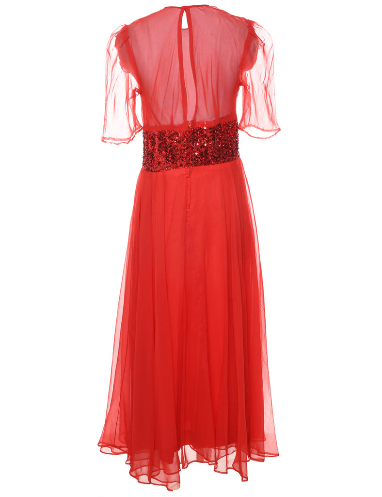 1980s Sheer Evening Dress - M