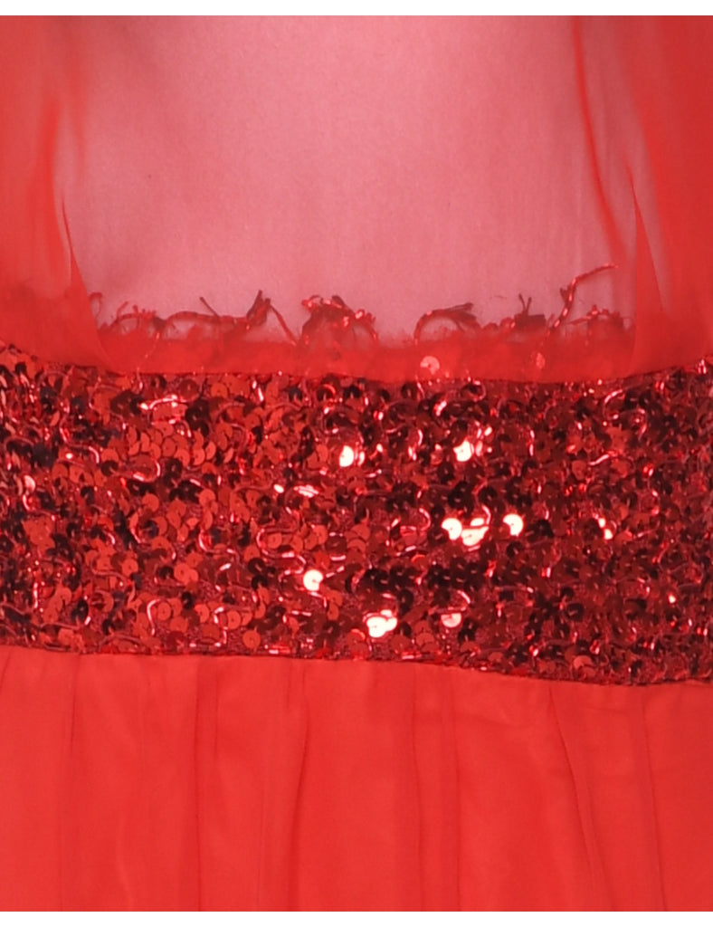 1980s Sheer Evening Dress - M